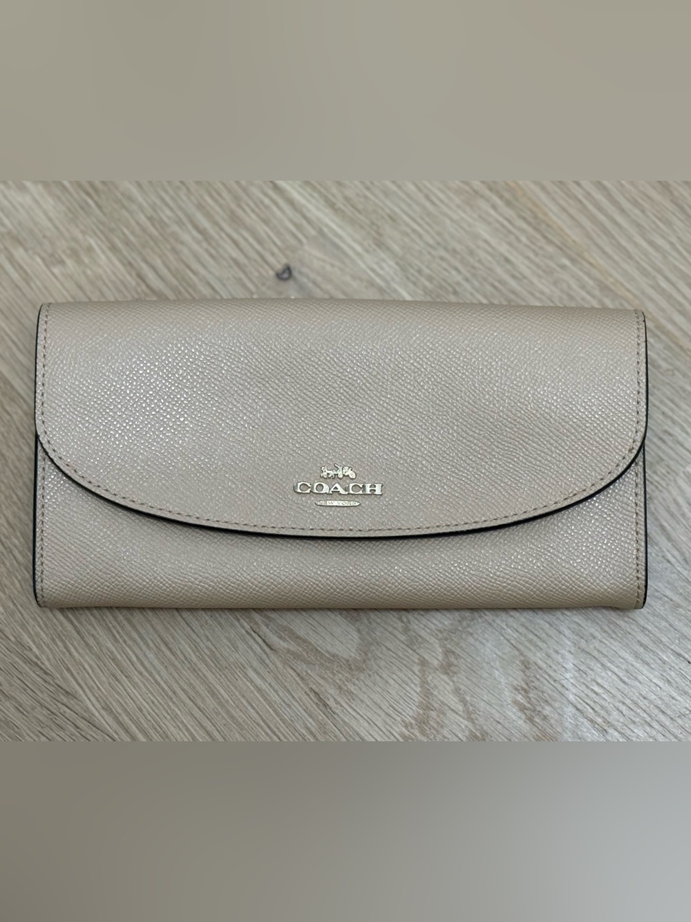 Coach Slim Envelope Crossgrain Beige Wallet